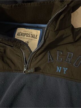 Aeropostale Olive and Navy Half-Zip Pullover Jacket